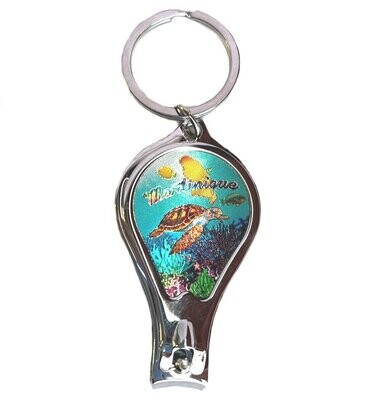 PORTE-CLES COUPE ONGLES MARTINIQUE - TORTUE CARTE