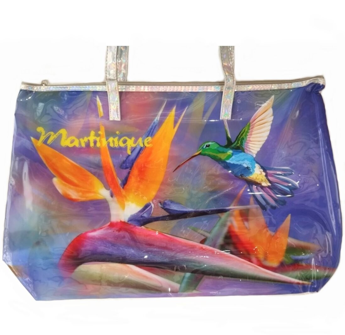 SAC DE PLAGE TRANSPARENT MARTINIQUE - COLIBRI FOND BLEU