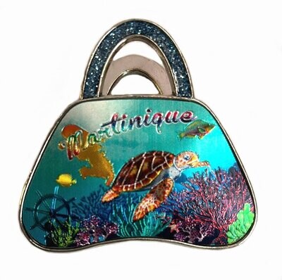 AIMANT PINCE EN FORME DE SAC MARTINIQUE - TORTUE CARTE