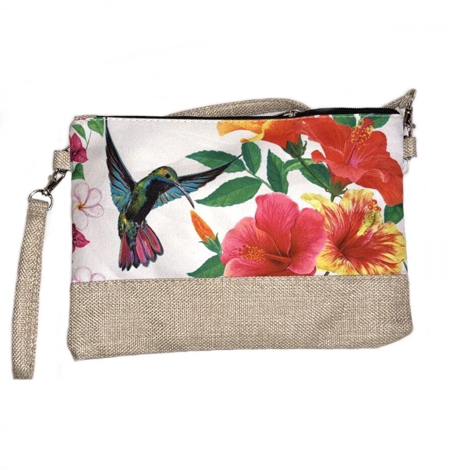 POCHETTE IMPRIMEE MARTINIQUE - COLIBRI 4 HIBISCUS