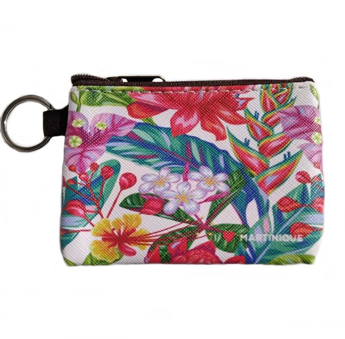 POCHETTE AVEC PORTE-CLES MARTINIQUE - ROSE DE PORCELAINE PETIT MODELE