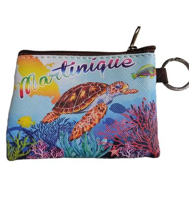POCHETTE AVEC PORTE-CLES MARTINIQUE - TORTUE CARTE PETIT MODELE