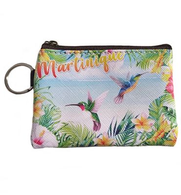 POCHETTE AVEC PORTE-CLES MARTINIQUE - COLIBRI PLAGE PETIT MODELE