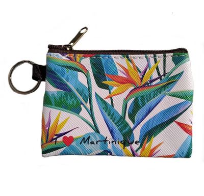 POCHETTE AVEC PORTE-CLES MARTINIQUE - OISEAU DE PARADIS PETIT MODELE