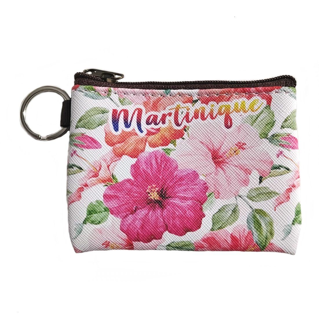 POCHETTE AVEC PORTE-CLES MARTINIQUE - HIBISCUS RRR PETIT MODELE