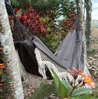 HAMAC DOUBLE UNI AVEC FRANGES - GRIS