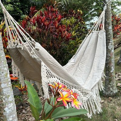 HAMAC DOUBLE UNI AVEC FRANGES - JUTE
