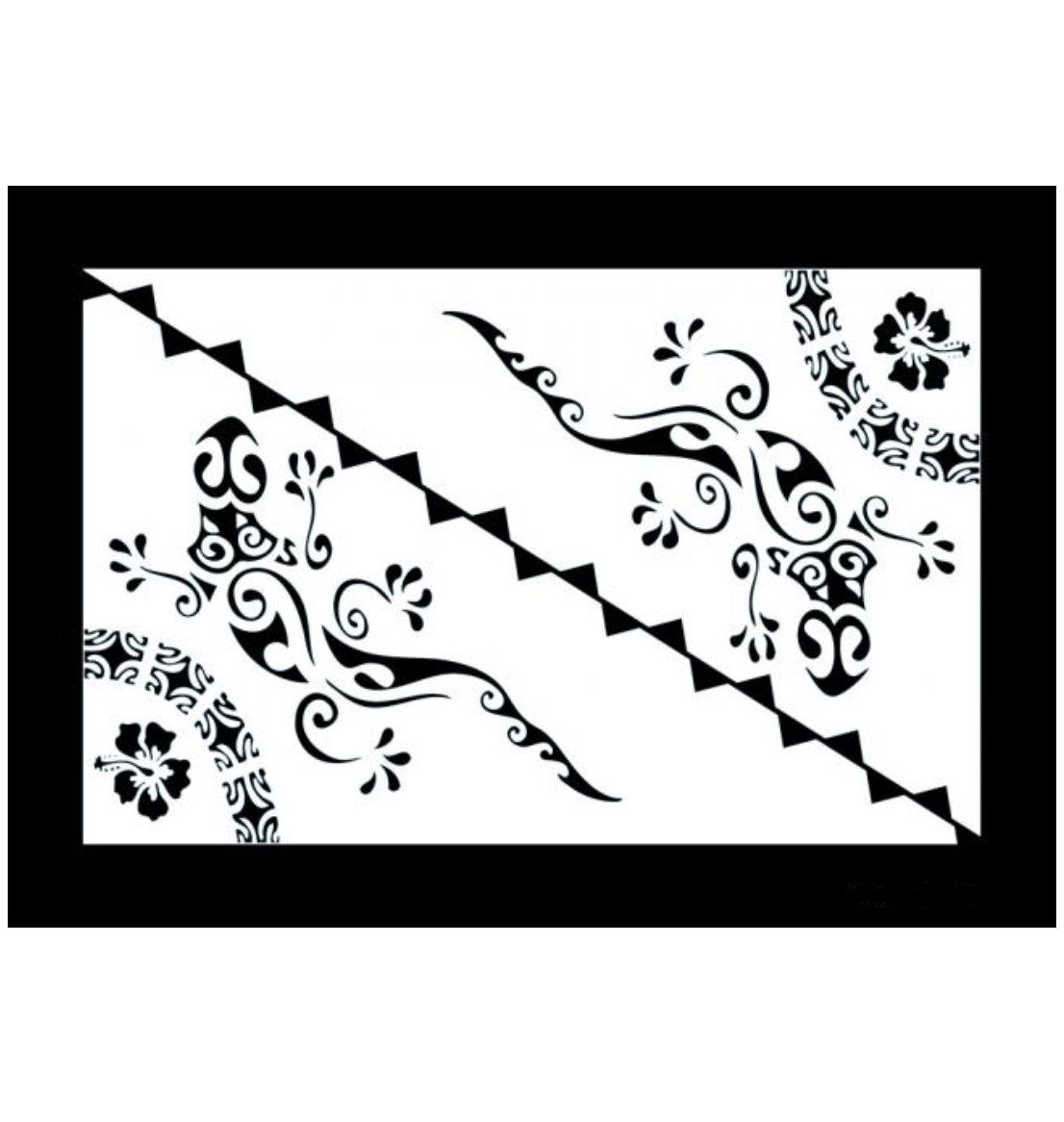 PAREO 2 GECKOS NOIR SUR BLANC MARTINIQUE