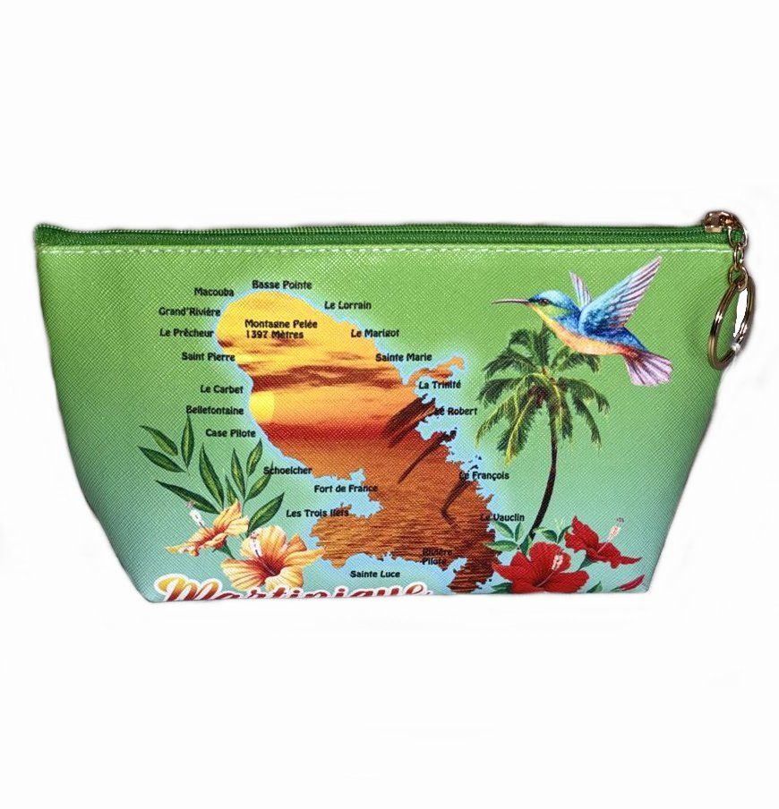 TROUSSE DE MAQUILLAGE MARTINIQUE - CARTE COUCHER FOND VERT