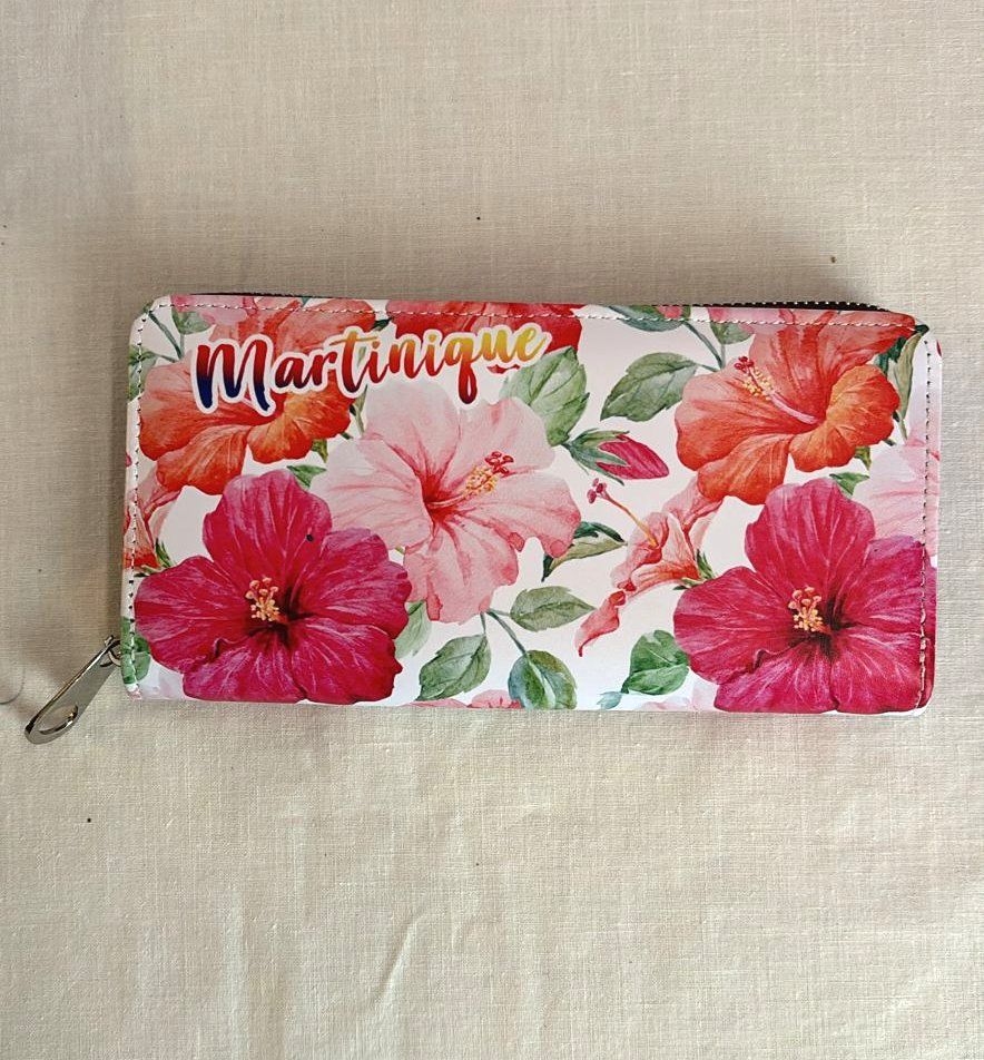 PORTE-MONNAIE RIGIDE GRAND ZIP MARTINIQUE - HIBISCUS RRR