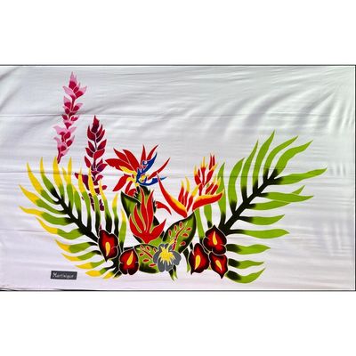 PAREO BOUQUET DE FLEURS - BLANC
