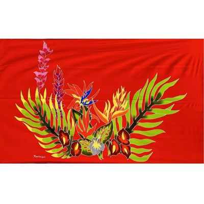 PAREO BOUQUET DE FLEURS - ROUGE