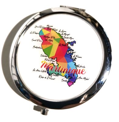 MIROIR DE POCHE MARTINIQUE - CARTE MARTINIQUE ARC-EN-CIEL
