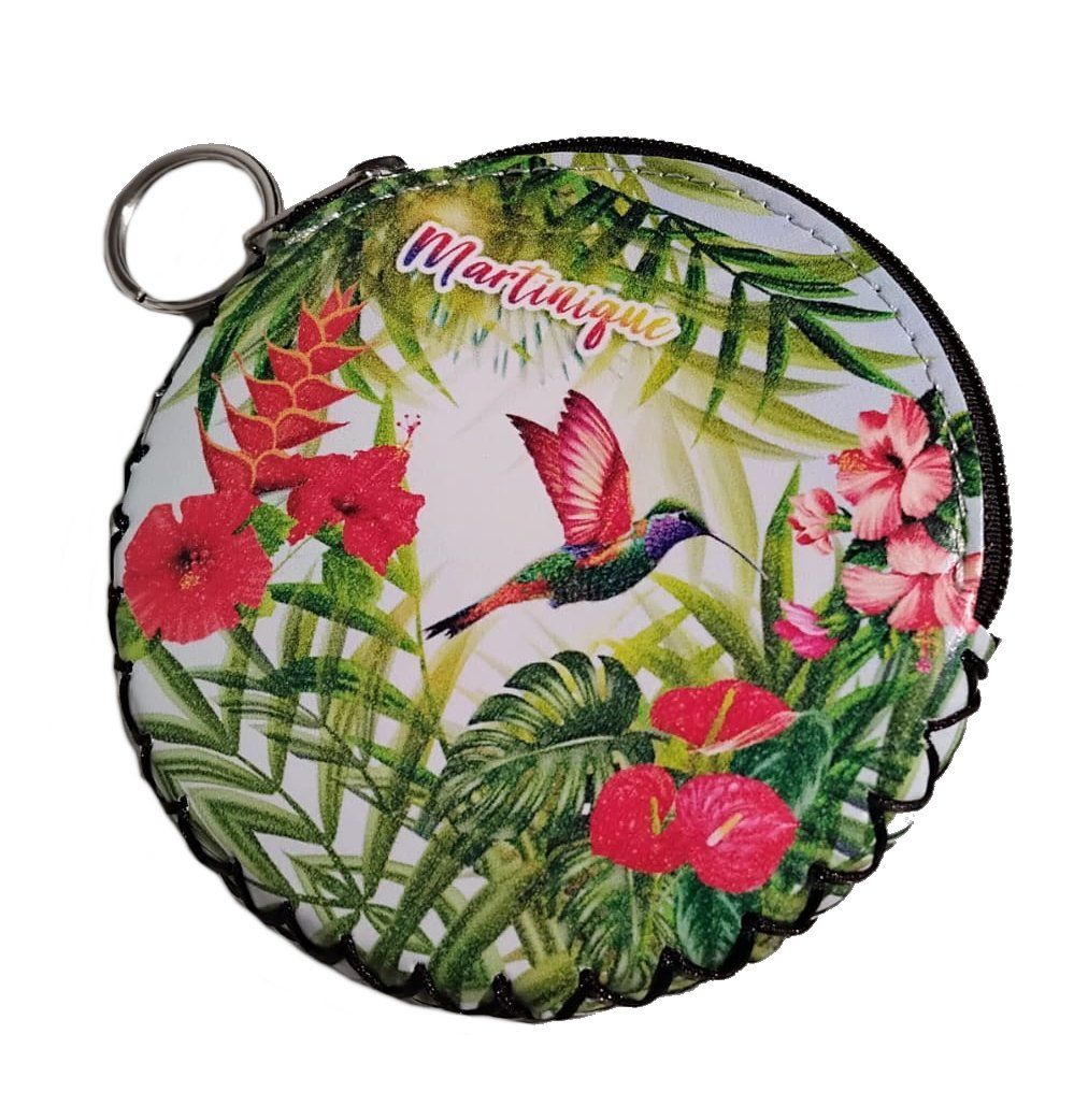 PORTE-MONNAIE ROND MARTINIQUE - COLIBRI AILES ROUGES