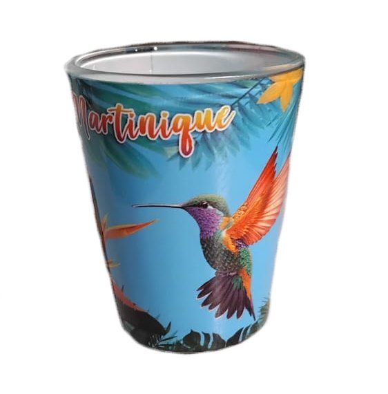 VERRE SHOOTER IMPRIME MARTINIQUE - COLIBRI AILES ROUGES
