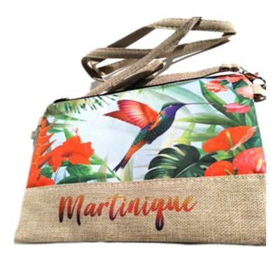 POCHETTE IMPRIMEE MARTINIQUE - COLIBRI AILES ROUGES