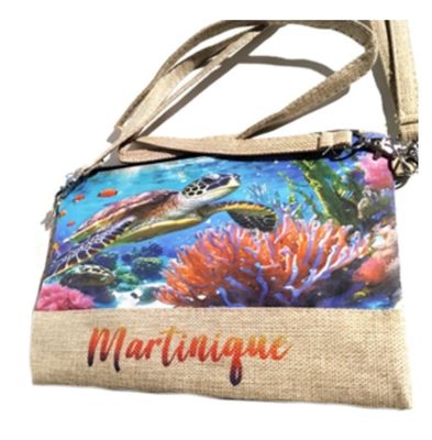 POCHETTE IMPRIMEE MARTINIQUE - TORTUE POISSON