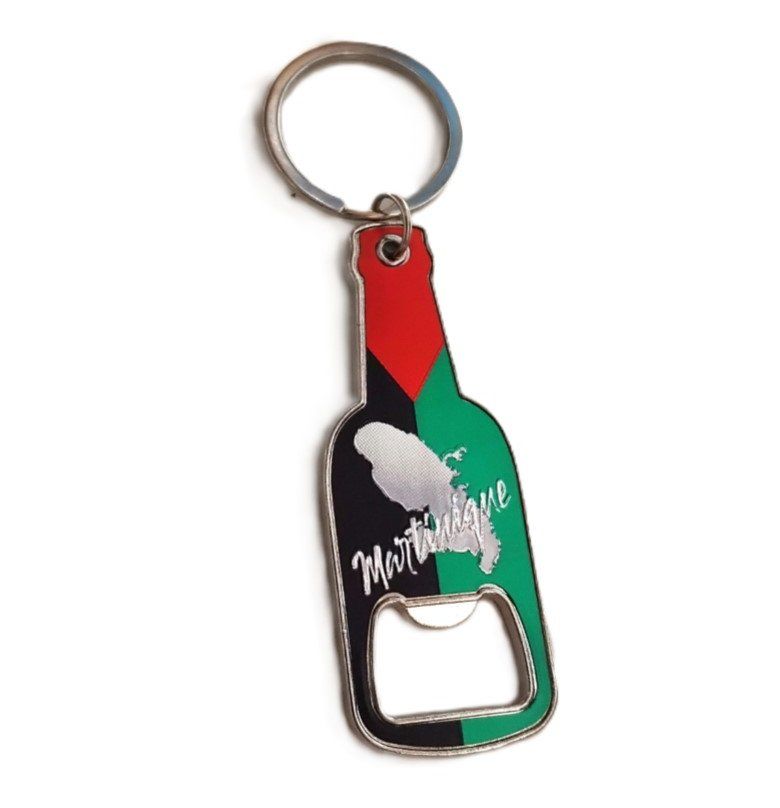 PORTE-CLES DECAPSULEUR FORME BOUTEILLE MARTINIQUE - DRAPEAU