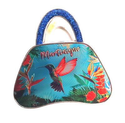 AIMANT PINCE EN FORME DE SAC MARTINIQUE - COLIBRI AILES ROUGES