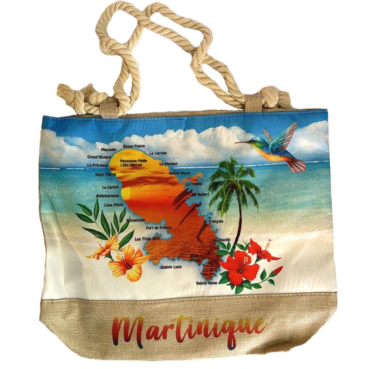 SAC CABAS JUTE MARTINIQUE - CARTE COUCHER SOLEIL