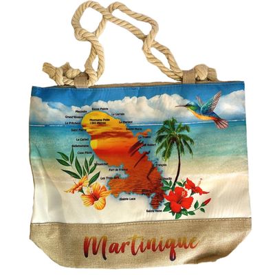 SAC CABAS JUTE MARTINIQUE - CARTE COUCHER SOLEIL