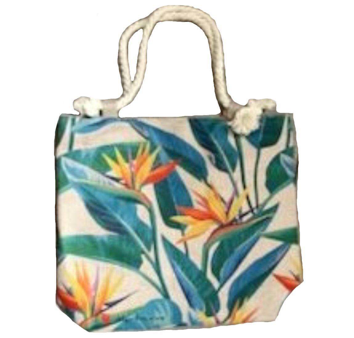 SAC CABAS JUTE MARTINIQUE - OISEAU PARADIS BLANC