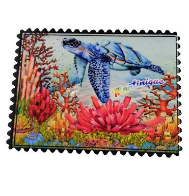 AIMANT MARTINIQUE CERAMIQUE RECTANGLE DENTELE - TORTUE CORAIL