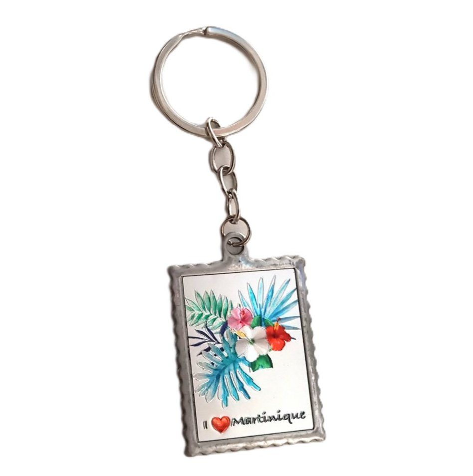 PORTE-CLES METAL RECTANGLE - HIBISCUS RBR