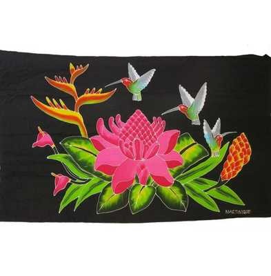 PAREO 3 COLIBRIS ROSE PORCELAINE MARTINIQUE - NOIR