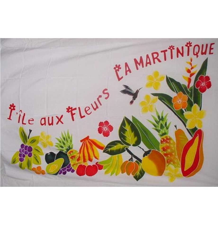 PAREO FRUITS ILE AUX FLEURS MARTINIQUE - BLANC