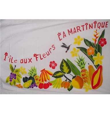 PAREO FRUITS ILE AUX FLEURS MARTINIQUE - BLANC