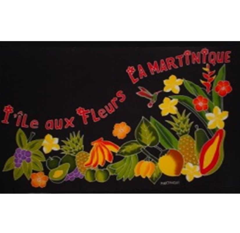 PAREO FRUITS ILE AUX FLEURS MARTINIQUE - NOIR