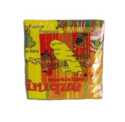 SERVIETTE EN PAPIER CARTE MARTINIQUE/YOLE 25x25 cm (par 20 pièces)