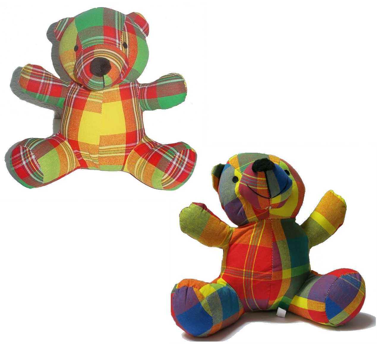 PELUCHE OURS EN MADRAS 22 CM