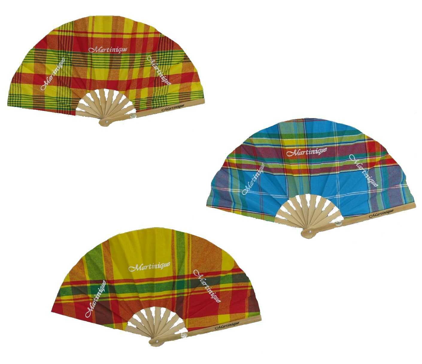 EVENTAIL EN MADRAS MARTINIQUE 19 cm