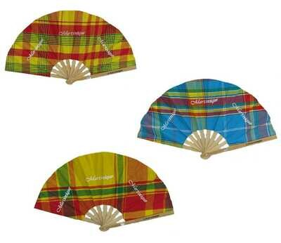 EVENTAIL EN MADRAS MARTINIQUE 19 cm