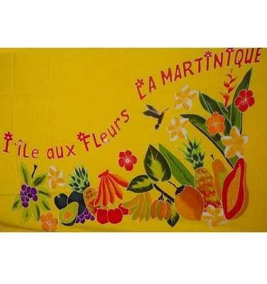 PAREO FRUITS ILE AUX FLEURS MARTINIQUE - JAUNE