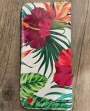PORTE-MONNAIE RIGIDE GRAND ZIP MARTINIQUE - 3 HIBISCUS BLANC