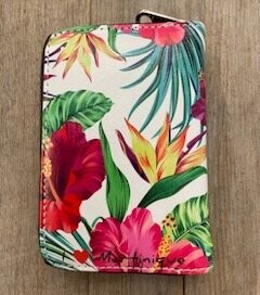PORTE-MONNAIE RIGIDE PETIT MARTINIQUE - 3 HIBISCUS BLANC
