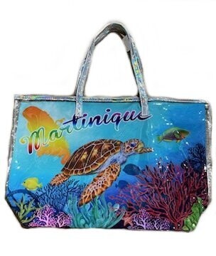 SAC DE PLAGE TRANSPARENT MARTINIQUE - TORTUE CARTE