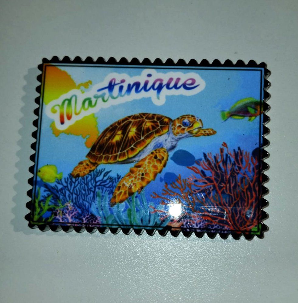AIMANT MARTINIQUE CERAMIQUE RECTANGLE DENTELE - TORTUE CARTE COUCHER