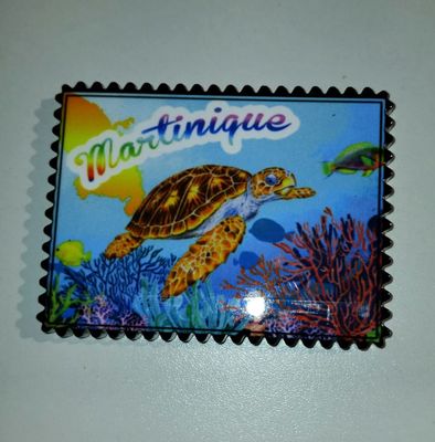 AIMANT MARTINIQUE CERAMIQUE RECTANGLE DENTELE - TORTUE CARTE COUCHER
