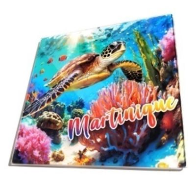 DESSOUS DE PLAT EN VERRE MARTINIQUE  - TORTUE POISSON CARRE