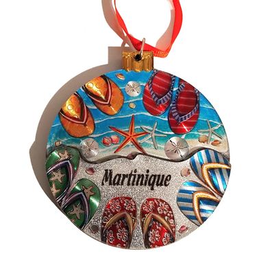 BOULE DECO PLATE POUR ARBRE DE NOEL - SANDALES