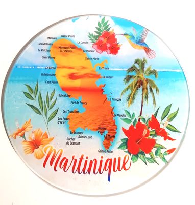 DESSOUS DE PLAT EN VERRE MARTINIQUE  - CARTE COUCHER ROND