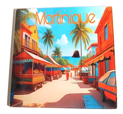 DESSOUS DE PLAT EN VERRE MARTINIQUE  - ROCHER DIAMANT CARRE