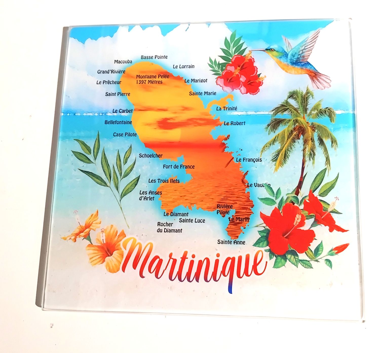 DESSOUS DE PLAT EN VERRE MARTINIQUE  - CARTE COUCHER CARRE