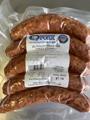(5) Polish Sausage (Approx. $7.50/pkg)