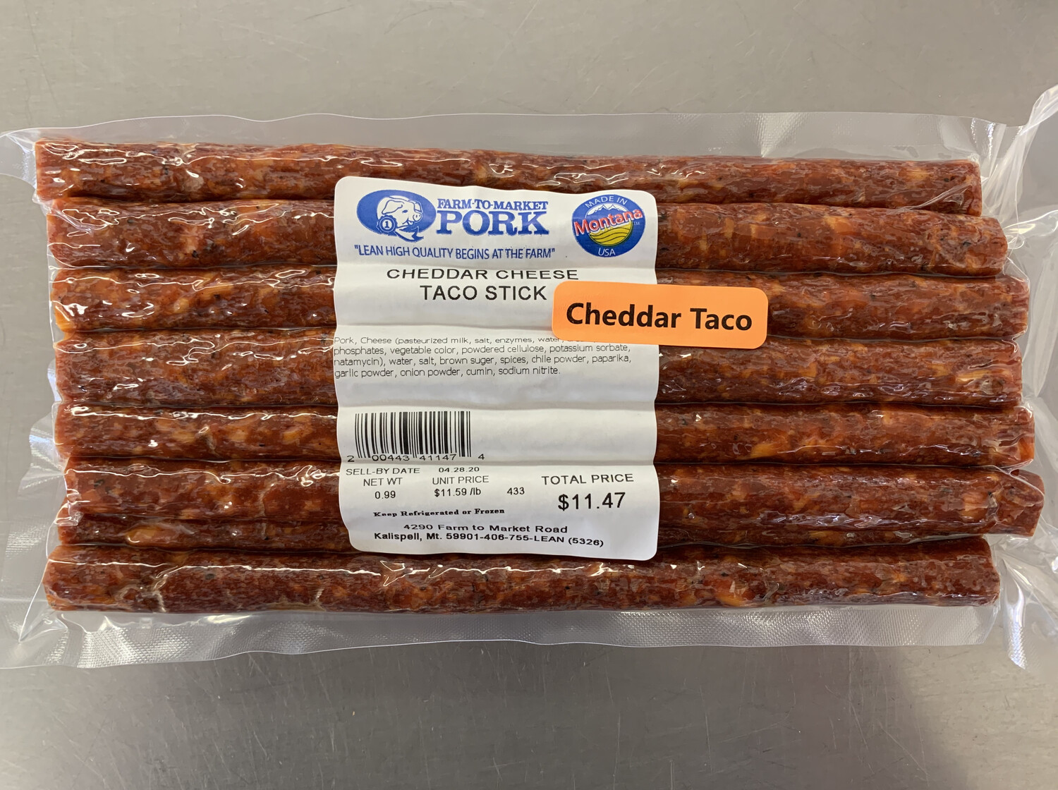 Cheddar Taco Snack Stick (Approx. $13.50/pkg)