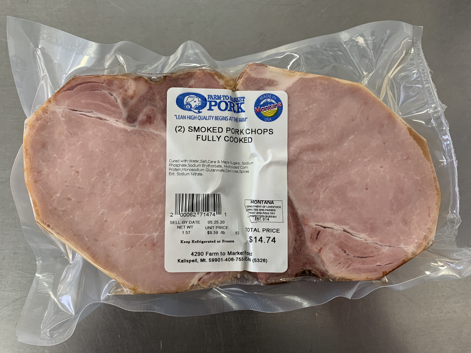 (2) Smoked Pork Chops (Approx. $16/pkg)